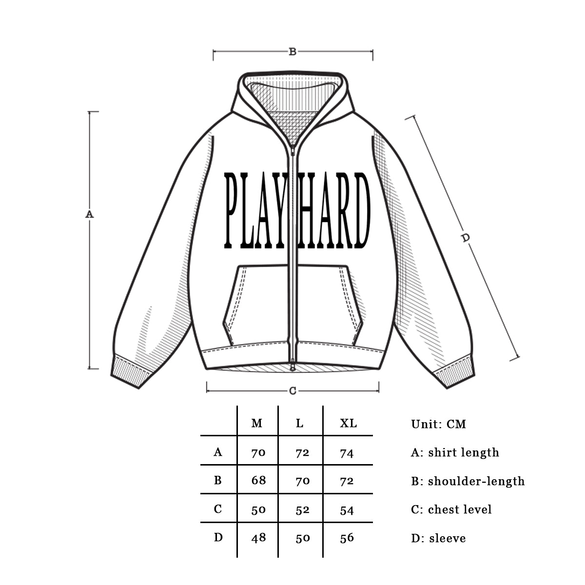 'play hard' Hoodie Zip